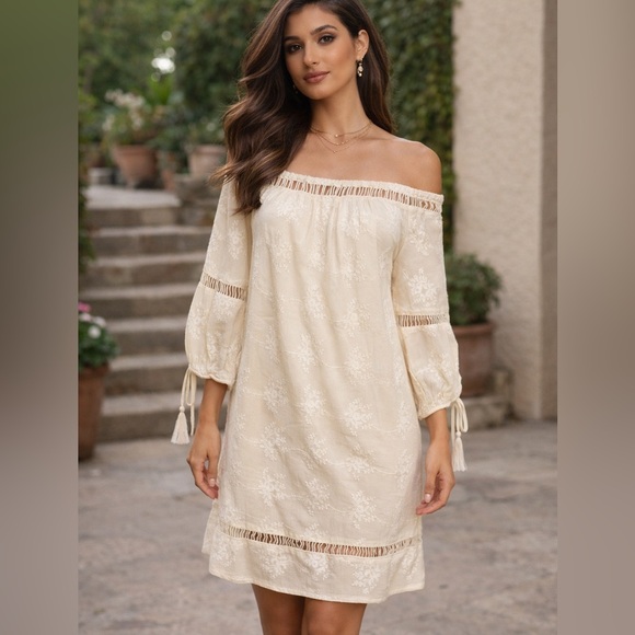 Astr Dresses & Skirts - NWT ASTR The Label Ivory Embroidered Boho Dress – XS